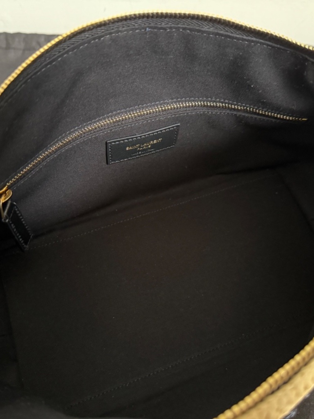 Saint Laurent YSL Le Rafia Beige Black Woven Embroidered Logo Zip Crossbody Bag - Picture 9 of 15